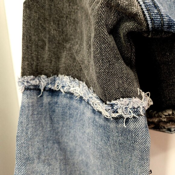 Womens Pretty Little Thing Cropped Denim Jacket Black & Blue Frayed Hem Size 6 - Picture 12 of 16